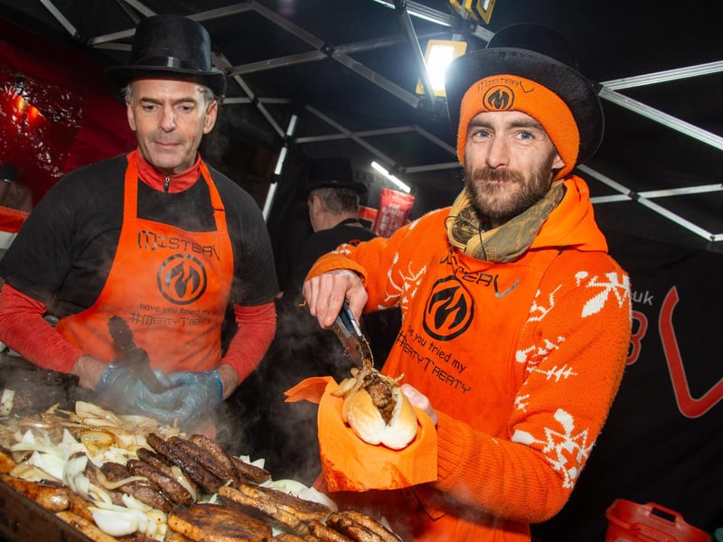 Warwick town centre, hosted the annual Victorian Evening, with a variety of stalls and attractions and also included the Christmas lights switch on. Photo shows the staff at the Mister V stall