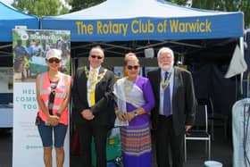 Warwick Mayor Cllr Dave Skinner, Magic of Thailand and Rotary President Dick Dixon