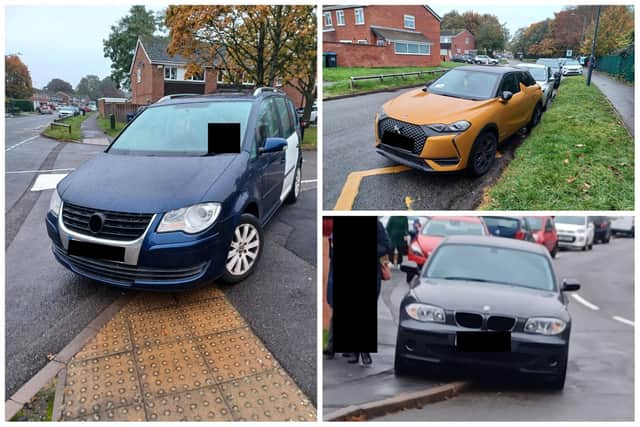 Photos of bad parking, taken by Warwickshire Police.
