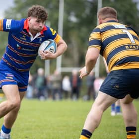 Charlie Main on the attack for Leamington, picture by Ken Pinfold.