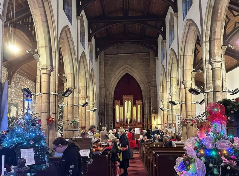 Visitors enjoy the displays.