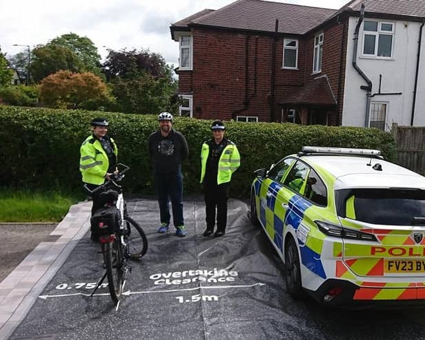 Left to right: PC 1817 Amy Jones, PC Mark Finch and PCSO 8638 Olivia Arnold. Also part of the Op Close Pass team but not pictured is PCSO 6223 Ed King. Photo supplied