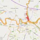 The Environment Agency's map of flood warnings. The red areas are severe warnings.