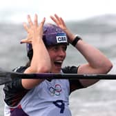 Kimberley Woods of Team Great Britain reacts after competing during the Women’s Kayak Single Final on day two of the Olympic Games Paris 2024. Getty Images.