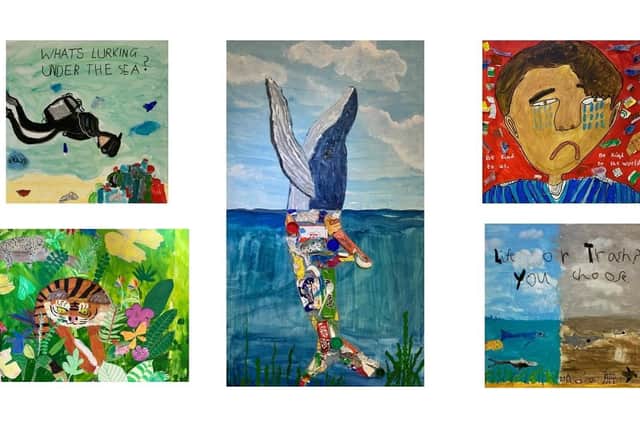 Some of the artwork by Sydenham and Milverton Primary School children in the Protest exhibition at the East Lodger Gallery in Leamington. Picture supplied.
