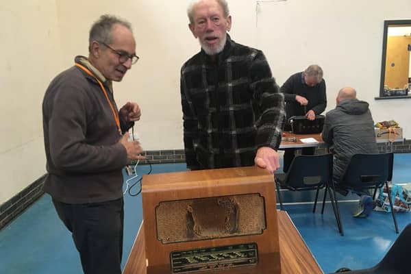 Repair Cafe Leamington Spa's 1500th item - sadly the valve radio needed a specialist to fix it