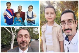 Dr Fady Abusidu's cousin, Khalid, with his his son is Ahmed. Bottom left: Dr Fady Abusidu.