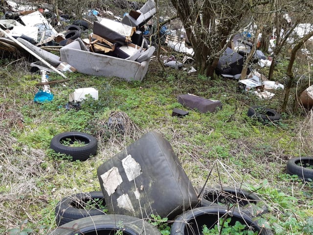 Some of rubbish dumped near the old Lias line