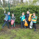 Pictured left to right are Long Itchington litter pickers Oliver, Henry, Joseph, Scarlett and Felix. Picture supplied.