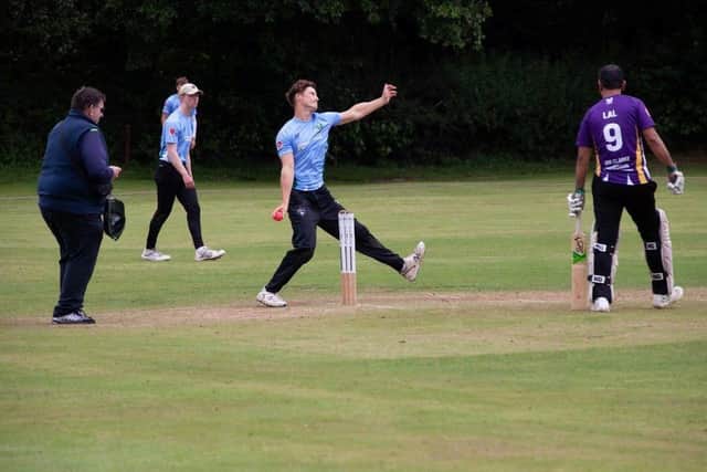 Earlswood CC's fast bowler Dan Empson, sponsored by Bromwich Hardy