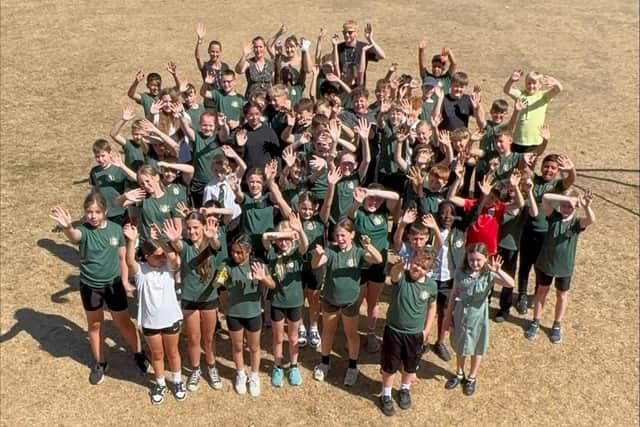 Perdiswell children celebrate the end of their challenge