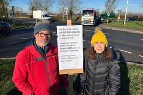 Manuela Perteghella and Cllr David Curtis at the Ettington Junction. Picture supplied.