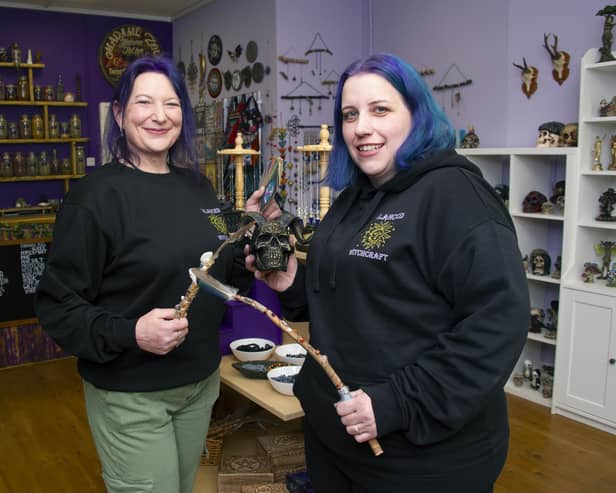 A new spiritual and witchcraft shop, Balanced Witchcraft is opening in Bath Street, Leamington, on Saturday (April 13).Pictured: Jo & Stephanie (Business Owners).Credit: Mike Baker.