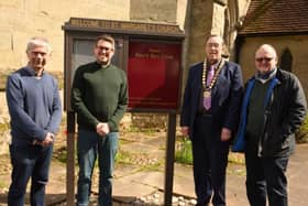 From left to right, Simon Greaves (churchwarden), The Rev Ben Cook (Rector), Cllr Barry Franklin (Mayor Of Whitnash), Adrian Barton (churchwarden). Picture supplied