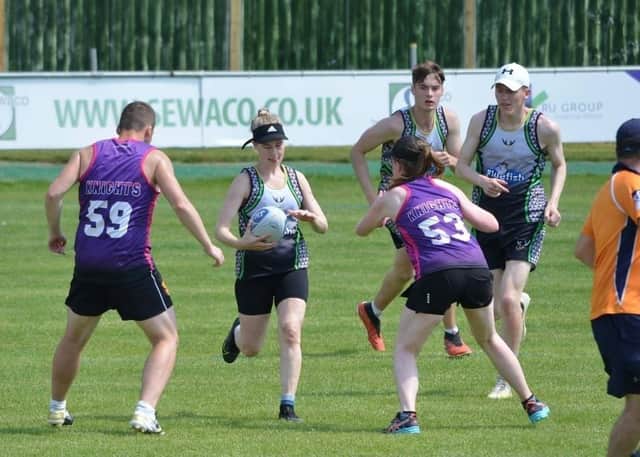 Warwick Knights touch rugby players in competitive action. Picture supplied.