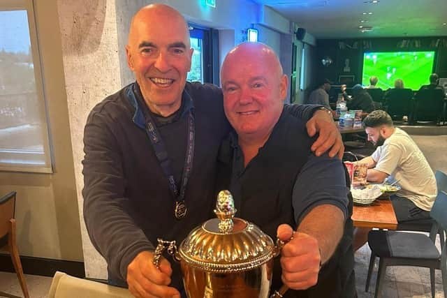 Former Leamington FC coach Tim Holland (left) and former manager Paul Holleran (right). Credit: Leamington FC.