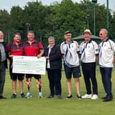 After the match a cheque for £400 was presented to Craig Bowler to support Disability Bowls England which is currently struggling with a lack of funding. The cheque was presented by Peter Lamb the Bowls section treasurer and Di Wood the Bowls section captain. Di said: "I was staggered to see just how good the top disabled bowlers are."Bowls is a sport that can be played by all, able bodied, disabled, young and old can all compete together. "We want to support ‘Disability Bowls England’ and do all we can as a club to promote the sport and make it inclusive and accessible to all".