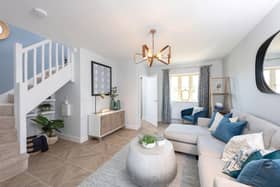 The living room in a show home at Kingsbury Park