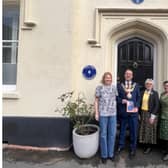 Photo shows Fleur Moody, the Mayor of Warwick Cllr Oliver Jacques, Suzanne Galloway and Lynne Hampson in front of the new plaque. Photo supplied