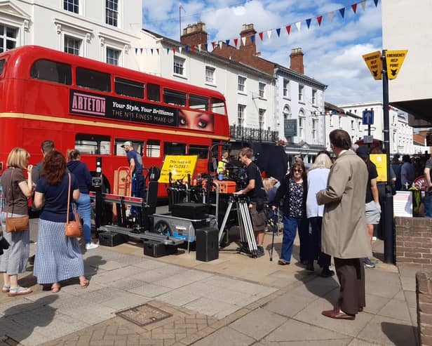 The filming of ITVX crime drama Joan in Regent Street, Leamington. Picture by Oliver Williams.