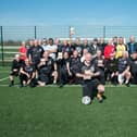 Warwick Walking Football Club current team with Phil Haycock at the front. Photo by Gillian Fletcher