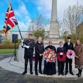 Gabriel Gray, Lola Marsay, Lesley Turner, Aaliyah Hussain, Luke Kirkland and Tracy Gibson following the service.