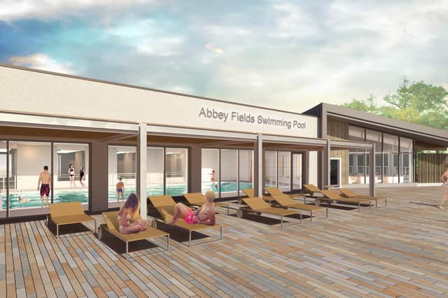 A computer generated image of the sun terrace at the the new swimming centre at Abbey Fields in Kenilworth. Image courtesy of Warwick District Council.