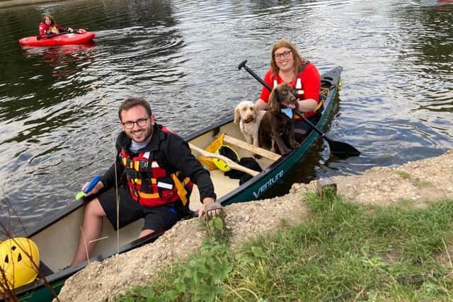 Alex Pearson, community champion at Morrisons and Cllr Richard Edgington paddled to Warwick Castle to help raise money for Warwickshire Search and Rescue. Photo supplied