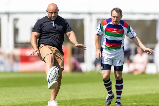 David Flatman, former England Rugby Union player,  starting the game. Photo by Nick Browning | www.nickbimages.com