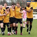 Liam Cross celebrates his first goal for the club.