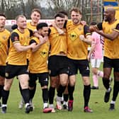 Liam Cross celebrates his first goal for the club.