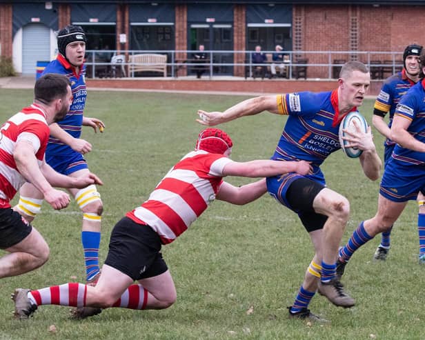 Leamington winger Jim Reed charges forward. Pic by Ken Pinfold.