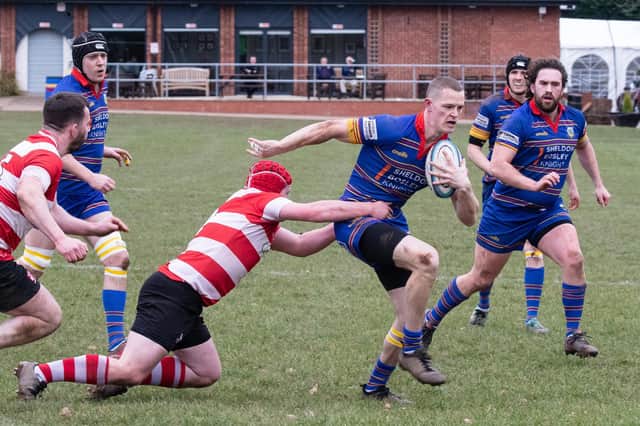Leamington winger Jim Reed charges forward. Pic by Ken Pinfold.