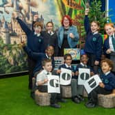 Head Teacher Victoria Wallace pictured together with with pupils at Lillington Nursery & Primary School, Cubbington Road, Lillington, who have recently been given a 'Good' Ofsted Report.  The school had been placed in special measures in 2019. Photo by Mike Baker (MDB).