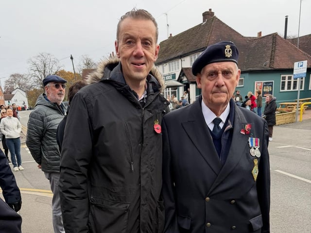 Rich Howard with his father, veteran Trevor, at the Remembrance service in Bilton.