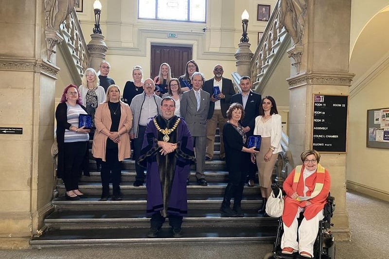 A group picture of all the Leamington Mayor Awards 2023