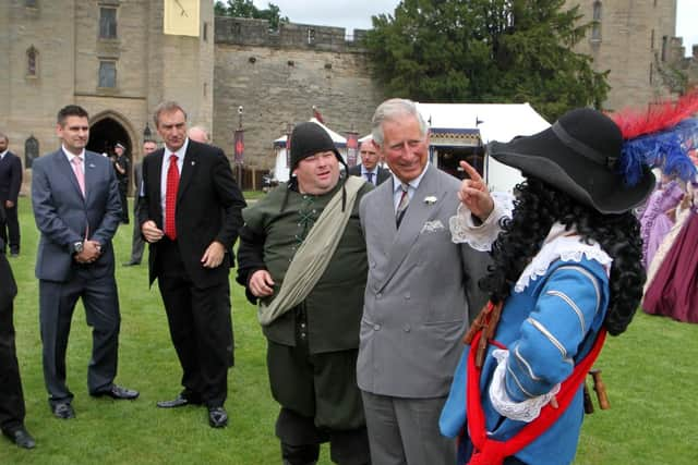 King Charles, then the Prince of Wales, visits Warwick Castle in 2014. Credit: F Stop Press / Warwick Castle.