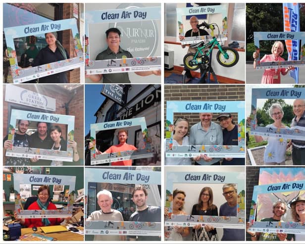 Various well-known faces in Kenilworth, both businesses and residents, ready for the first Clean Air Day event in the town. Photos supplied