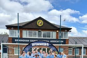 Cubbington FC celebrate with the Birmingham Amateur Cup