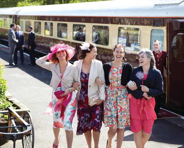 Luxury day out ... excited passengers prepare to board the Northern Belle