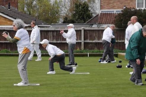 Action from the match at Lillington Bowls Club on Sunday. Picture supplied.