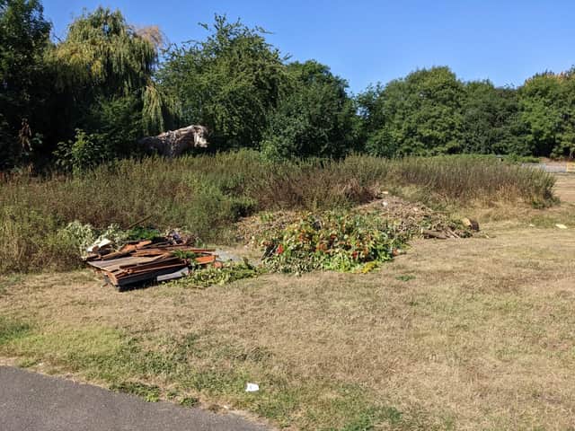 Litter and damage at Mason Avenue Park in Lillington after travellers moved on from the site.