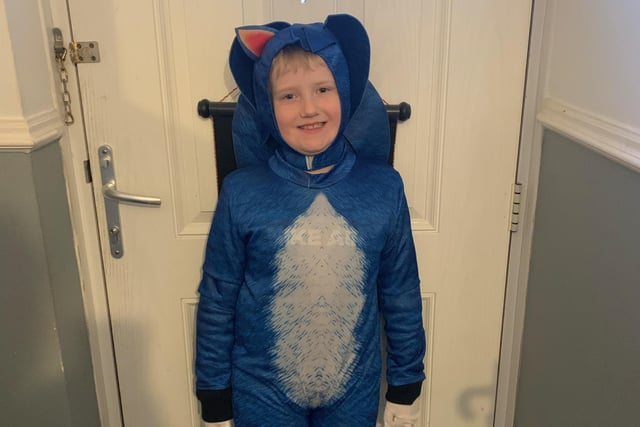 Freddie, aged 9, of Telford Junior School, as Sonic The Hedgehog.