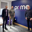 (L-R) PrimeGlobal CEO Stephen Heathcote with Prime Accountants Group managing director Morgan Davies and director Luke Edwards.