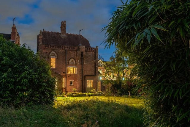 The rear of the property in the twilight hours. Photo by Jim Catlin