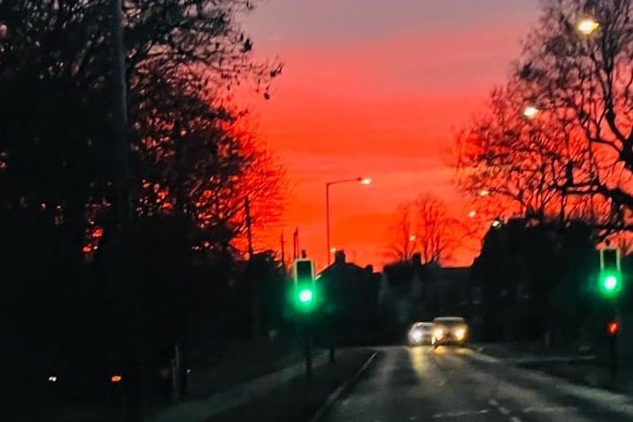 The beautiful sunset over the Rugby area on Sunday February 5, taken by Dariia Woodland