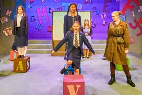 Matilda (Sophie Burton) defies any objections from Miss Trunchbull (Natasha Hall) (photo: Robert Warner)