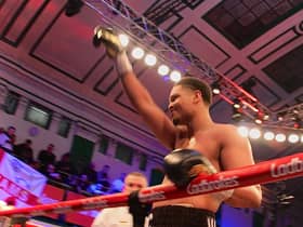 Matty Harris celebrates his latest victory. Picture courtesy pf Reece Singh promotions.