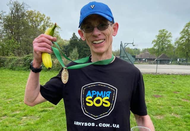 Connor Carson of Kenilworth Runners is running the equivalent distance of 300 miles from Kyiv to Kharkiv to raise money for Army SOS Ukraine (АРМІЯ SOS). Picture submitted.