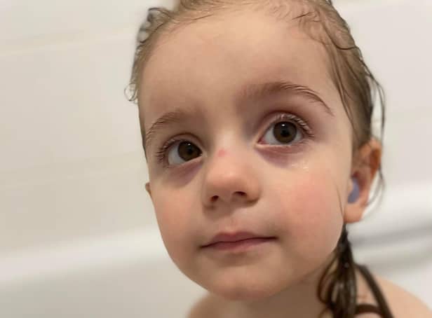 Gorgeous Sofia enjoys fun in the bath after her time in hospital.
